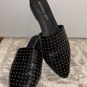 Madden Girl Leather Studded Mules
